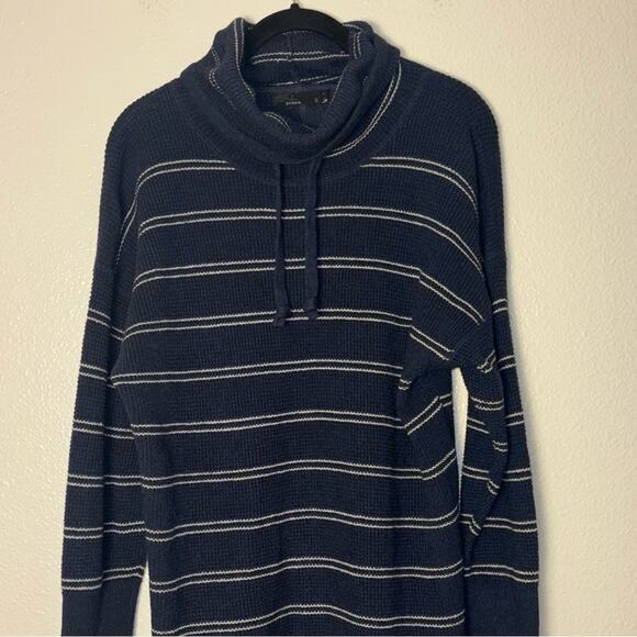 PrAna Milani Dress Nautical Stripe Waffle Knit Funnel Neck Blue Women's Small - Picture 8 of 16